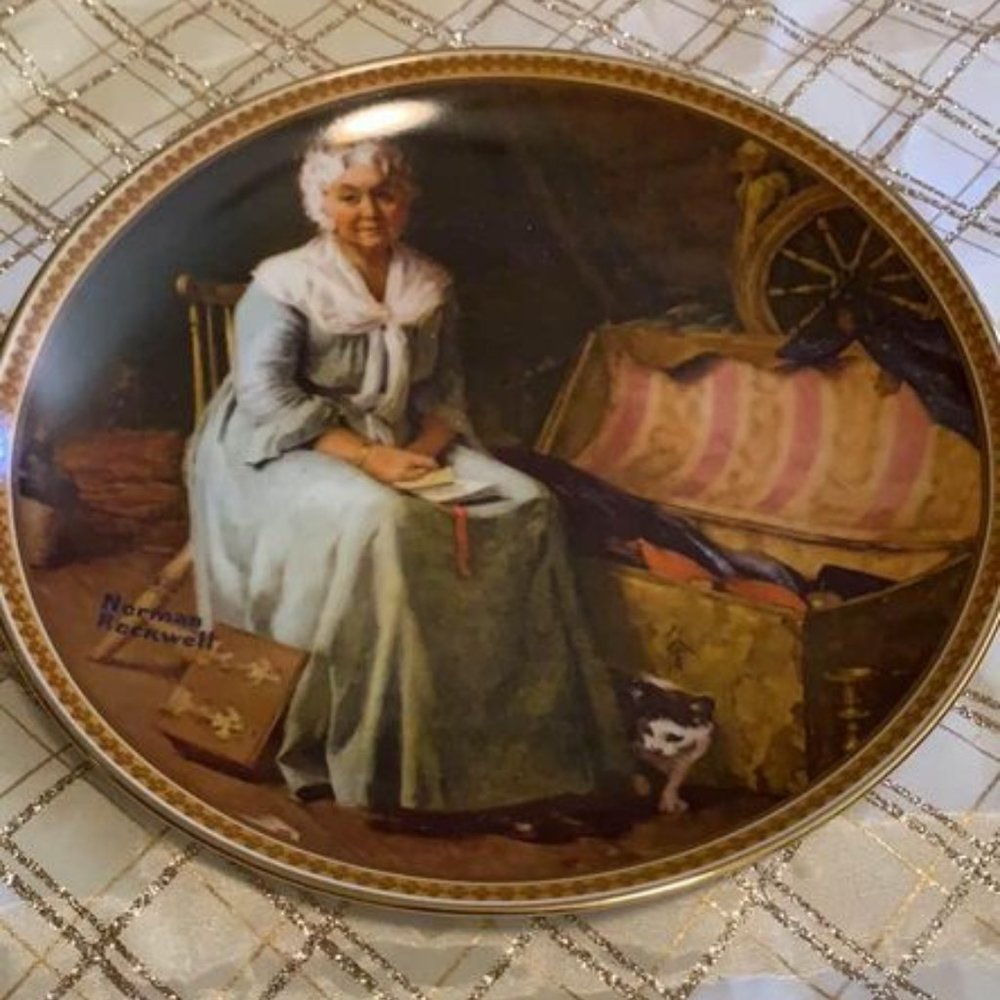 "Reminiscing In The Quiet", by Norman Rockwell plate